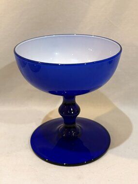 Vintage Carlo Moretti Cobalt Blue Cased Coupe Sherbert Champagne Glass